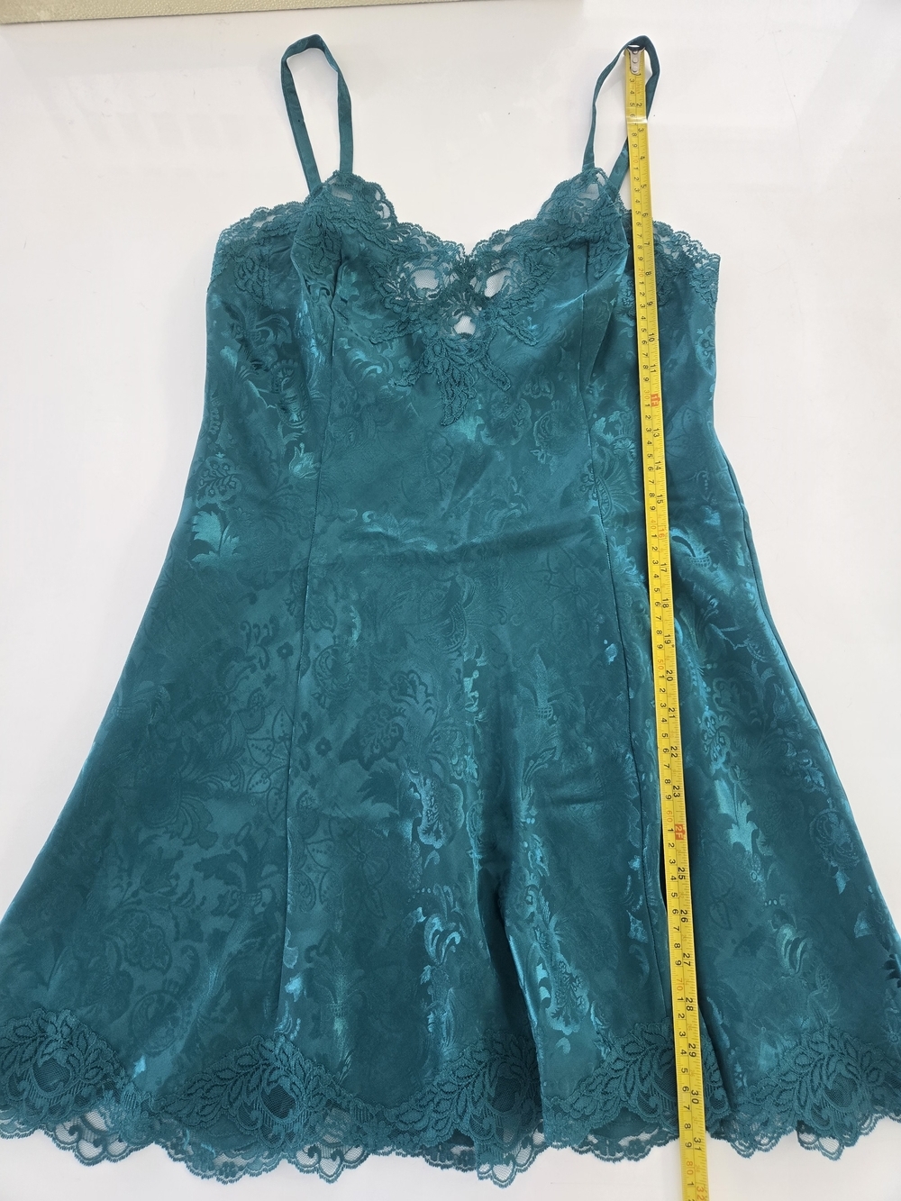 Victoria’s Secret Babydoll Silky Slip Dress Emerald Green Fairy Grunge M Vtg Y2k - Picture 9 of 12